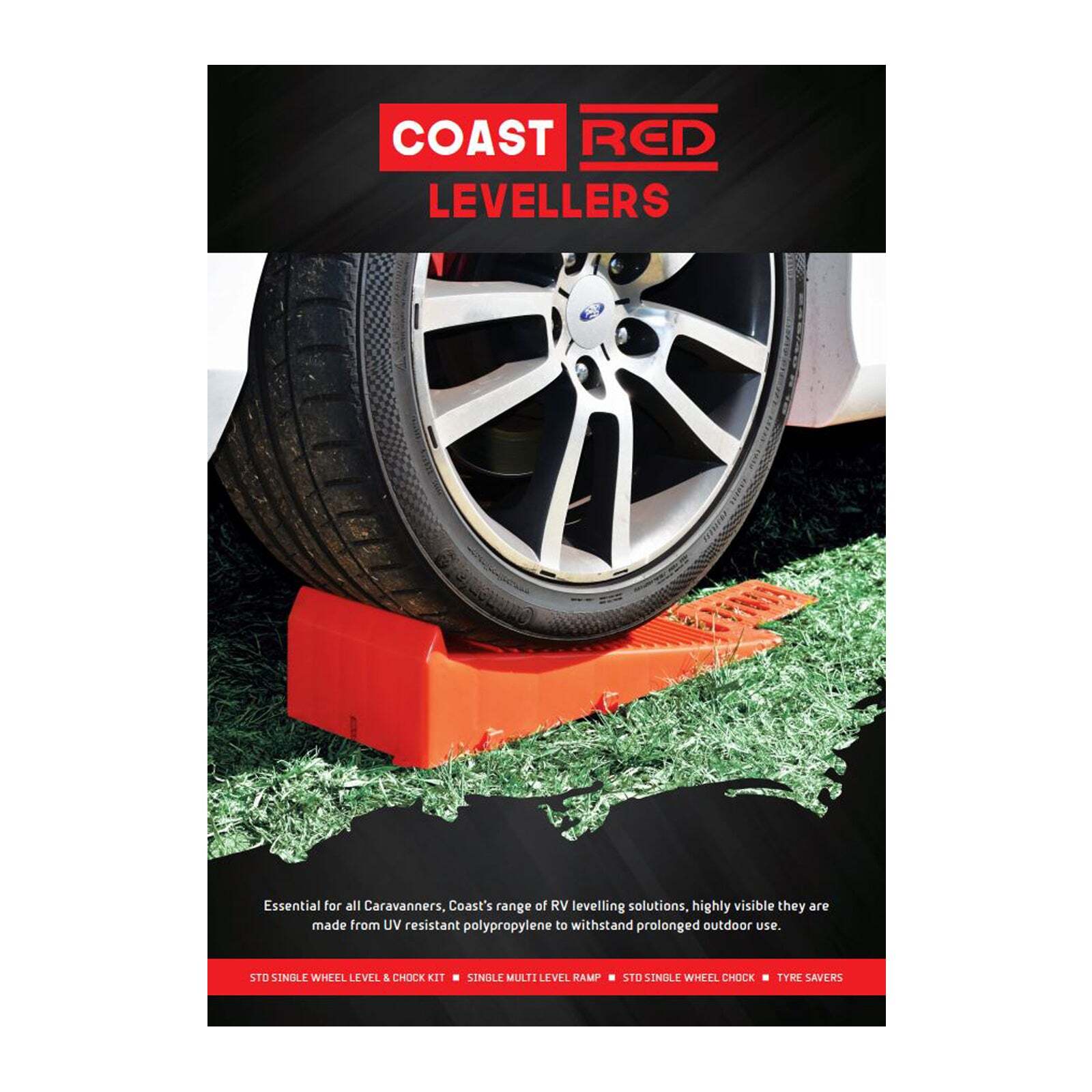 Coast Caravan Wheel Levelling Ramp & Chock Kit 2T Caravan, Camper