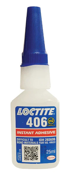 Loctite 406 - Instant Adhesive - Low Viscosity - Rubbers & Plastics - 25ml