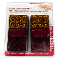 Whitevision 120 Series Left & Right Hand LED Combo Trailer Lamp - Stop / Tail / Indicator / License Plate (12V) Twin Blister