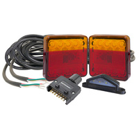 Whitevision 20 Series Left Hand LED Combo Trailer Lamp Kit - Stop / Tail / Indicator with 9m Cable, LiCence Plate & Flat Trailer Plug