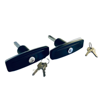 2 X Slim Pop Up T Lock Handle Latch BLACK (Trailer Canopy Toolbox Horse Float)