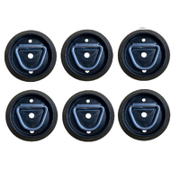 6 x Lashing D Ring, Round Plastic Base, Tie Down Point Anchor UTE TRAILER