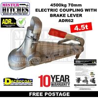 Mister Hitches 70mm Electric Coupling 4500kg Dacromet, Hand Brake Lever 