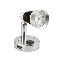 LED Autolamps Caravan Reading Light 12V with USB point Silver - RL60B-USB
