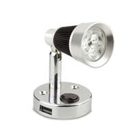 LED Autolamps Caravan Reading Light 12V with USB point Silver 