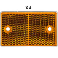 Whitevision 4 x WR6 Series Amber Reflector White Base 75mm x 46mm Screw Mount
