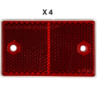 Whitevision 4 x WR6 Series Red Reflector White Base 75mm x 46mm Screw Mount